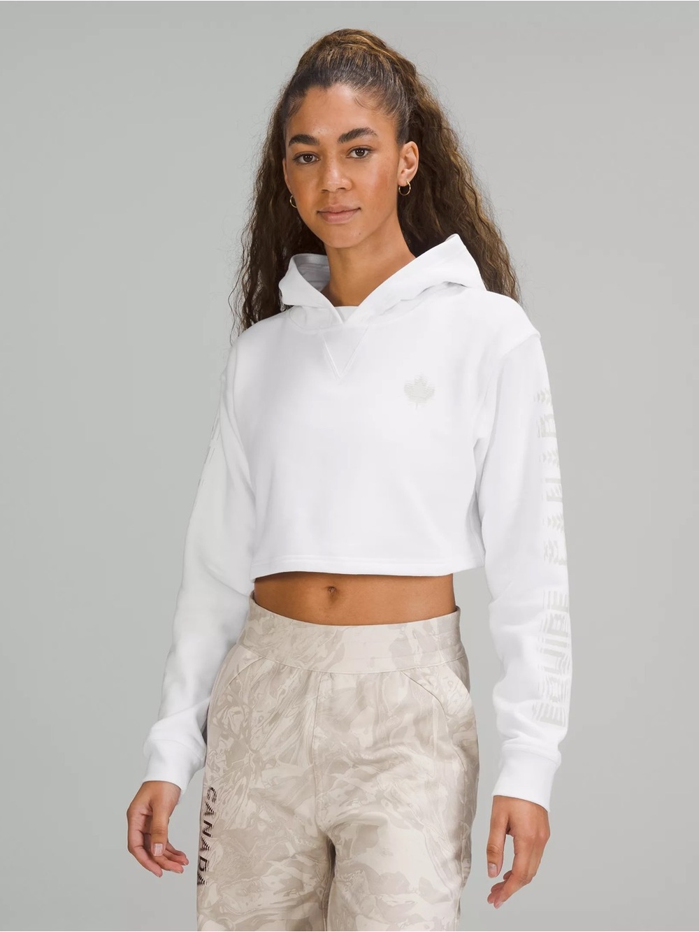 Lululemon Team Canada All Yours Cropped Hoodie Coc Logo White Size 8